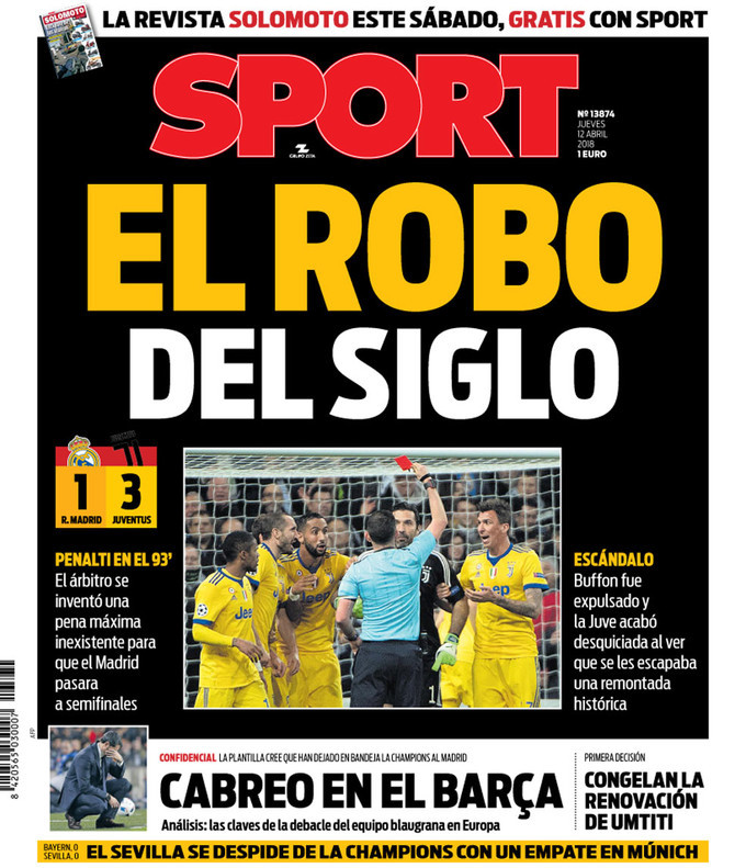 Каталонская газета «Спорт» не приукрашивала свое мнение по поводу решения о штрафе, так как она отбросила вызов Оливера и последующую отсылку Буффона в том, что, как предполагалось, станет последним матчем вратаря Лиги чемпионов